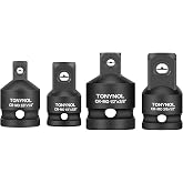 TONYNOL 4pc Impact Socket Adapter &amp; Reducer Set, 1/4", 3/8", 1/2" Drive | Cr-Mo steel build for impact tools, supports drive conversions, suitable for automotive and construction work