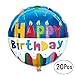 18 inch Blue Happy Birthday Round Shape Foil Mylar Balloons Cup Cake Helium Balloons Baby Shower Anniversary Party Balloons Decorations, 30pcs