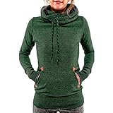 AJ FASHION Women's Funnel Neck Hoodie Lightweight Pullover Hooded Sweatshirts, Green, US L=Tag XL