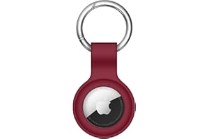 Linsaner Compatible with AirTag Case Keychain Air Tag Holder Silicone AirTags Key Ring Cases Tags Chain Apple AirTag GPS Item Finders Accessories，Wine Red