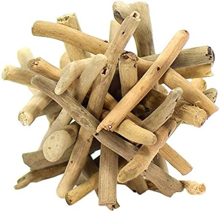 Driftwood Spike Ball Ornament, Natural brown wood, 10cm