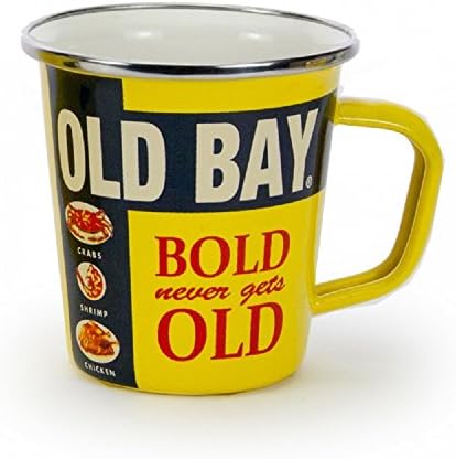Golden Rabbit Enamelware, 4PC, Old Bay Latte Mug, 24 oz Soup Mug, 3¾ inch tall