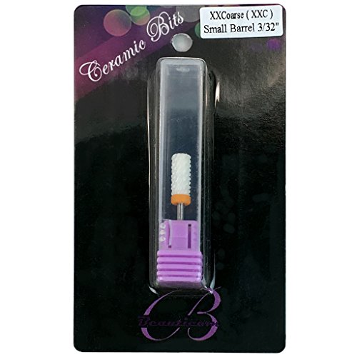 Beauticom Professional USA Ceramic White Small Barrel Bit Nail Drill (Grit: DOUBLE XXC COARSE) 3/32" Shank Size