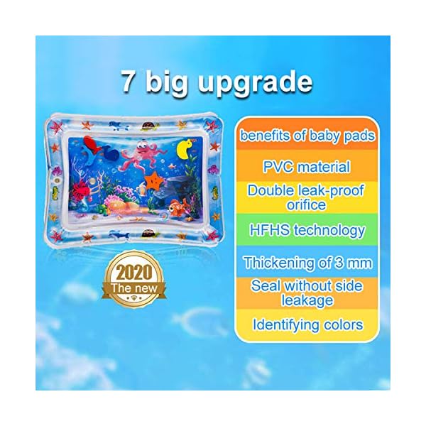Jestilo Inflatable Tummy Time Water Mat Baby – Infant and Toddler Baby Play Mat Sensory Toys for Baby Early Development…