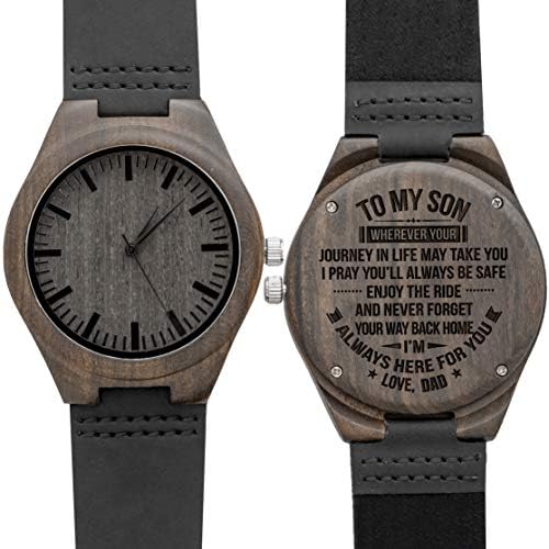 Engraved Wood Watches for Men,Wooden Watch Personalized Gifts Customized Watch for Husband Valentine's Anniversary Graduation Christmas Gift