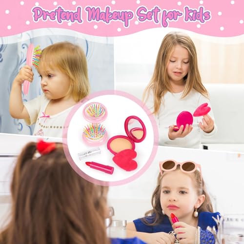 Uniiking® 32PCS Toddler Purse with Pretend Makeup for Kids, Play Purse for Little Girls, Princess Toys Includes Handbag, Phone, Wristwatch, Silk Scarf Kids Toy Purse Birthday Gift for Girls 3 4 5 6 +