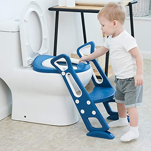 Foldable Potty Training Seat with Ladder Toilet Training Step Stool for