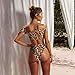 PRETTYGARDEN Women's Two Pieces Leopard Print Knot Front Crop Off-Shoulder High Cut Bandeau Bikini Sets Bathing Suit