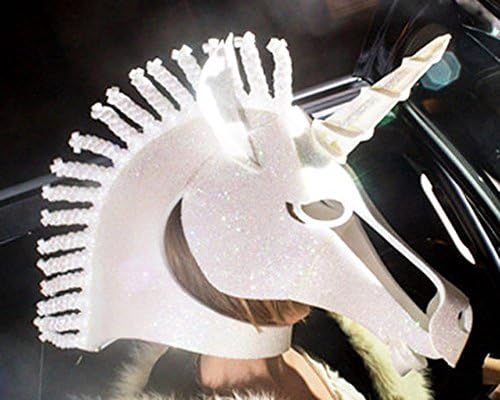 Unicorn Costume Mask. Handmade. Animal friendly fantasy masquerade mask party headdress with white holographic glitter.