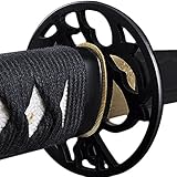 Deal of the Day - Fully Functional Samurai Katana Sword, 1045 Carbon Steel, Hand Forged Heat Tempered, Full Tang, Sharp, Black Scabbard