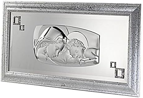 Argento By Debora Carlucci 925 Silver Madonna W. Bimbo Wall Frame - Made with 100% Swarovski Crystal
