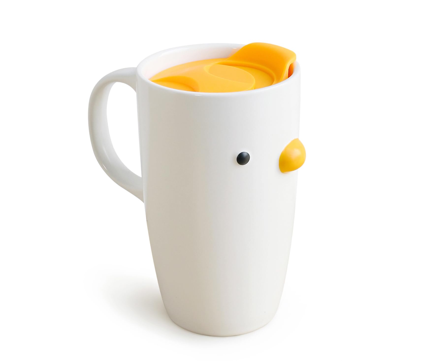 PURROOM Duck Coffee Mug with Lid, Travel Cup with Handle & Sealed Lid. 580ml Cute Chick Tall Cup, Safety Ceramic. Best Gifts for Coffee Lover.