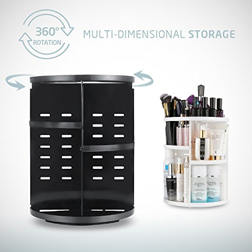 Jerrybox 360 Degree Rotation Makeup Organizer Adjustable Multi-Function Cosmetic Storage Box, Large Capacity, 7 Layers, Fits Toner, Creams, Makeup Brushes, Lipsticks and More, Black Home & Kitchen, Bath, Bathroom Accessories, Makeup Organizers