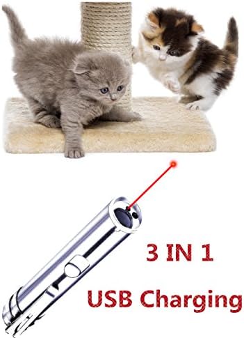 KINGGRID Cat Toys Interactive Laser Pointer and Flashlight UV light 3 in 1 USB Charging by (chargable)