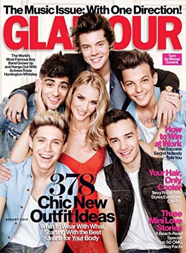 Glamour Magazine (August, 2013) One Direction and Rosie Huntington-Whiteley Cover
