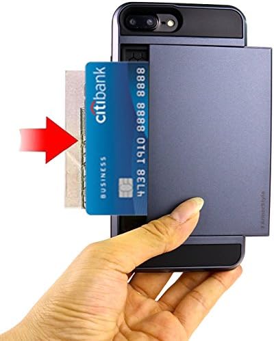 BEST IPHONE 7 PLUS WITH CARD HOLDER CASE | Slim 7P Wallet Case | 2 Cards/IDs or Cash | Rugged + Pocket Friendly | Buy Best iPhone 7P With Card Holder Cases - ArmorStyle Slim Slide (Midnight Blue)