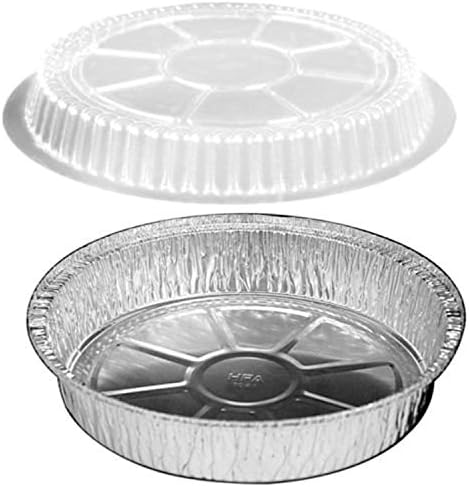 Sherri Lynne Home Round Pans - 9" Disposable Aluminum Foil Pans With Dome Lids, Standard Size Cake Tins - 9 X 1.75 Inches, Pack of 10
