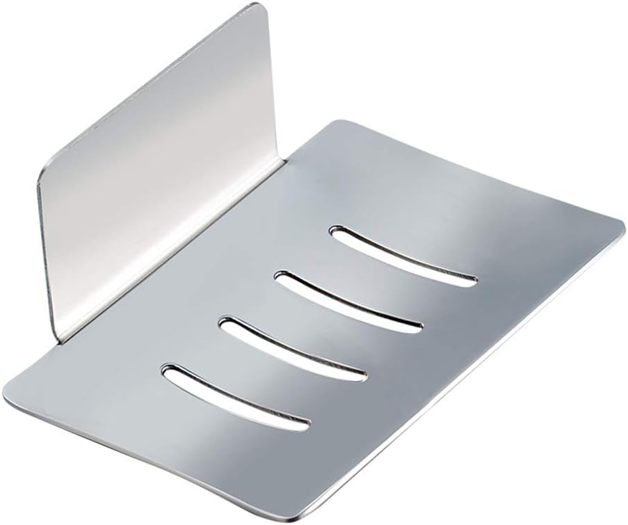 Melairy Soap Dish Stainless Steel Soap Tray Self-Adhesive Chrome Finish Without Drilling - Image 5