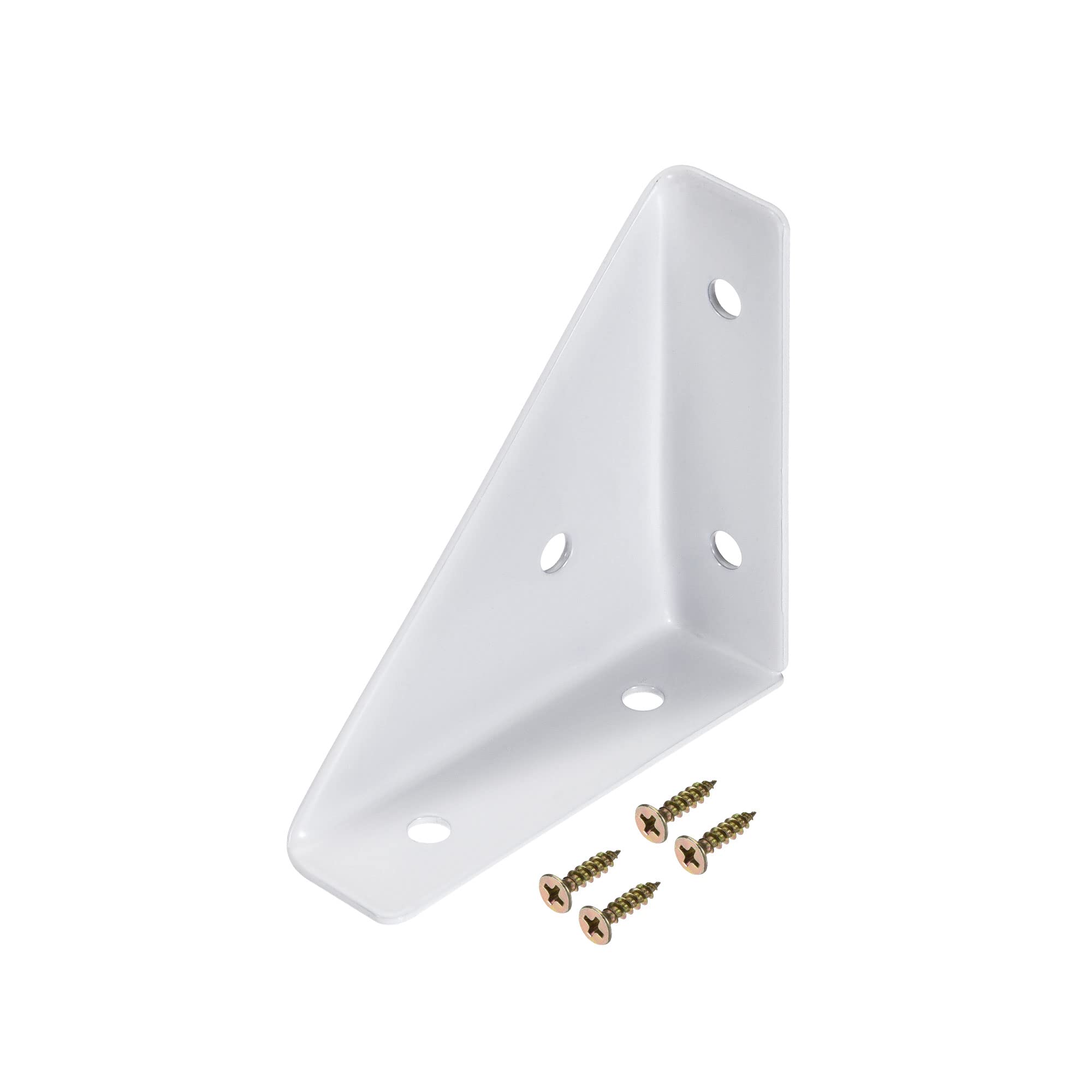 sourcing map Angle Corner Brackets 66mm x 66mm, Cold Rolled Steel Braces Joining Support for Desk Bed Edge White 10Pcs