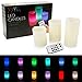 WYZworks Set of 3 LED Multi-Color Changing Real Wax Ivory Pillar Candles (4”, 5”, 6”) w/Remote Control, Realistic Flameless Flicker Mode, Battery Operated, Waterproof Accent Decor Home Lighting