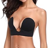 TITU Plunge Strapless Bra Push Up - Sticky Bra Invisible Adhesive for Backless Dress