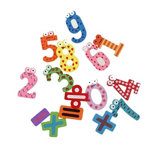 Lisingtool 15pcs Fridge Magnets Early Learning Educational Toys Wooden Math