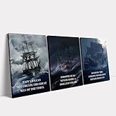 KAWAHONE Motivational Quotes Wall Art, 3-Piece Set: Sailor Inspirational Prints, Matte Fabric Canvas, Wrapped Wood Frame, Wall Mount, Living Room, Bedroom
