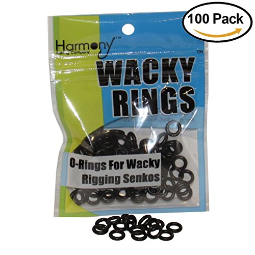 Harmony Fishing Company Wacky Rings - O-Rings for Wacky Rigging Senko/Finesse Worms (100 BLACK orings for 3" Senkos/Finesse Worms)