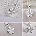 Eove Jewelry Sterling Silver Women Hawaiian Plumeria Flower CZ Necklace Pendant with 16