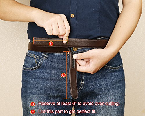 WERFORU Leather Ratchet Dress Belt for Men Perfect Fit Waist Size Up to 44" with Automatic Buckle