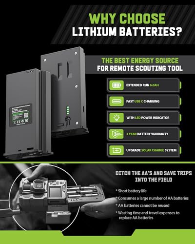 POBNRA 4-Pack Reveal Lipo Lithium Battery Pack Compatible with Reveal Cellular Trail Camera X Gen 3.0, 2.0, X Pro 3.0, Pro, X Ultra 3.0, SK, XB, X - Upgraded LED Meter & Solar Charging (EM6-4Pack-1)