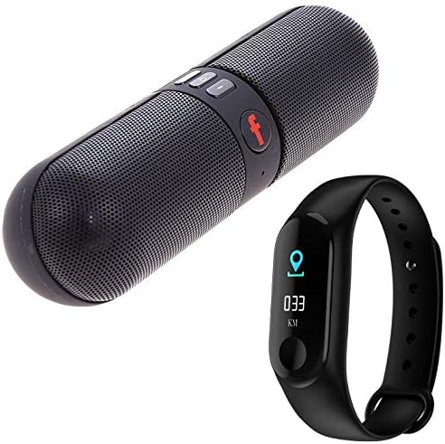 Raptas RapGear M3 Wristband with Activity Tracker Sleep/Heart Rate Monitor Step Counter and Pill Shaped Bluetooth Stereo Speaker with Mic FM/Pendrive Slot for All Smartphones