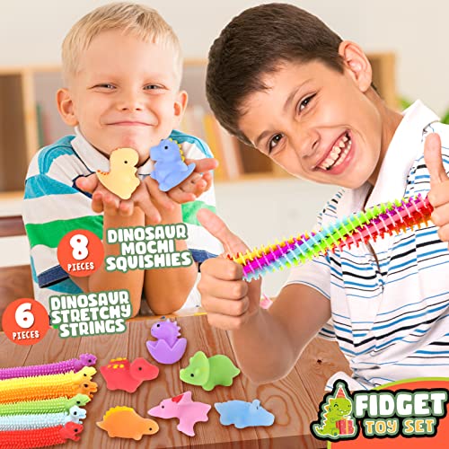Fidget Toys Pack for Boys 40 Pack Dinosaur Sensory Squishy Stretchy