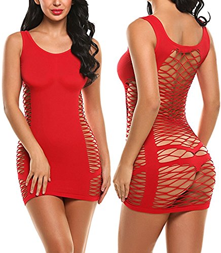 like-love-it-Womens-Chemise-Sexy-Lingerie-Fishnet-Babydoll-Sleepwear-Mesh-Dress