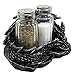 Mythical Sleeping Dragon Glass Salt and Pepper Shaker Set with Decorative Holder Display Stand Figurine for Medieval Kitchen Decor Sculptures & Gothic Dining Room Table Centerpieces As Fantasy Home Accent Gifts