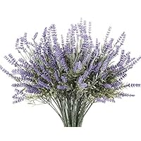 Butterfly Craze 8 Bundle Artificial Flower Purple Lavender Bouquet with Green Leaves for Home Party Decorations