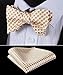 HISDERN Men's Check Plaid Bowtie Formal Tuxedo Self-Tie Bow Tie and Pocket Square Set,K811 Gold / Orange / Beige,One Size