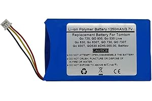 Starnovo 3.7V 1250mAh Replacement GPS Navigator Battery for Tomtom Go 720 GO 930 Go 530 Live Go 630 Go 630T GO 730 GO 730T Go 930T GO530 4CH5.000.00 SatNav,1697461,AHL03714000,VF8