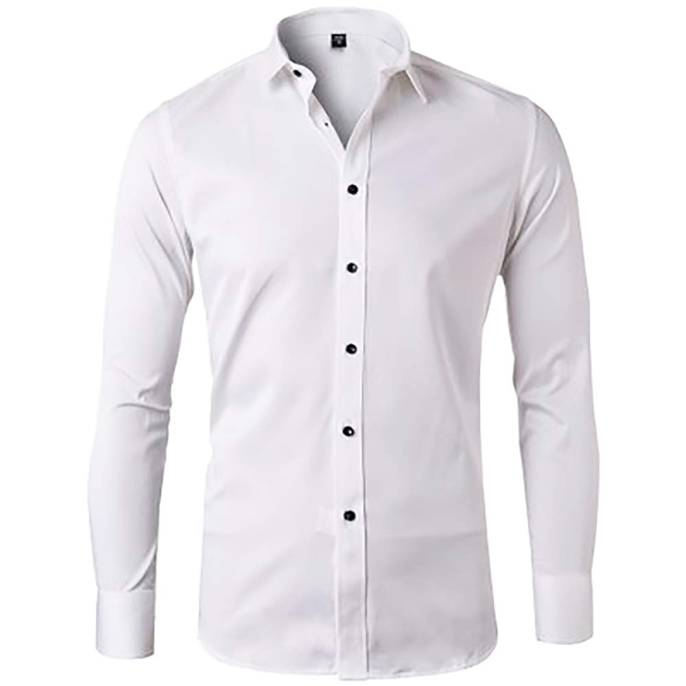 Slim fit white dress shirt with black buttons Clearance