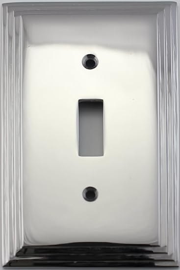 Polished Nickel Deco Step Style One Gang Toggle Light Switch Wall Plate