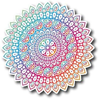 #10666 Mandala Flower Indian Multicolor Sticker Decal for Car, Motorcycles, Windows, Laptops, Walls and More (6")