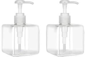 250ml (8.5oz) Pump Bottle Dispenser Jansburg 2 Pack Refillable Square Plastic Lotion Dispenser Empty Lotion Pump Bottle for Essential Oil Soap Lotion Shampoo Bathroom Travel Clear