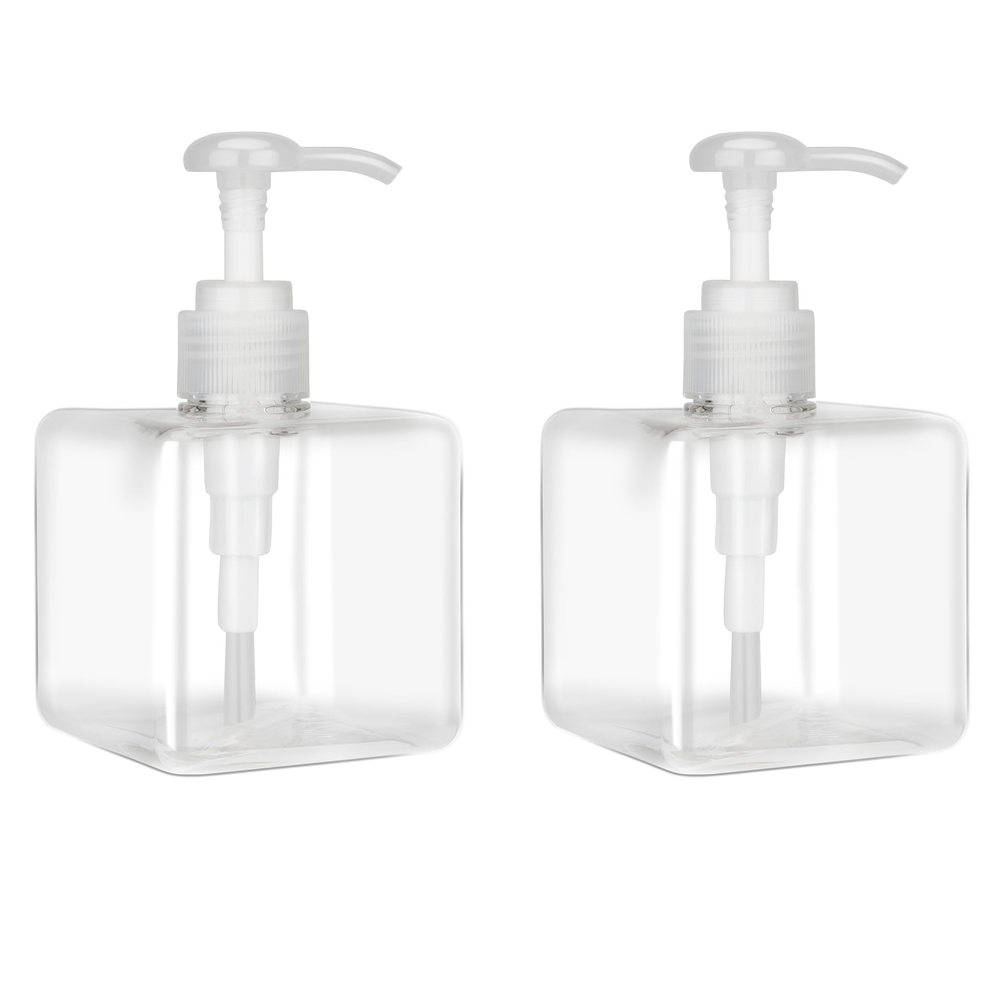 250ml (8.5oz) Pump Bottle Dispenser Jansburg 2 Pack Refillable Square Plastic Lotion Dispenser Empty Lotion Pump Bottle for Essential Oil Soap Lotion Shampoo Bathroom Travel Clear