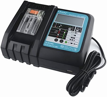 DC18RC 14.4V 18V 3A Rapid Charger Replace for DC18RC DC18RA Charger for BL1840 BL1850 BL1830 BL1430 BL1440 BL1450 Battery with LED Screen, USB Port, Temperature Protection(No Fan Inside)