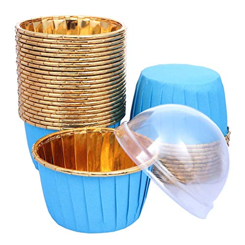 50 Pack Aluminum Foil Baking Cups with Lid, Disposable Paper Ramekins