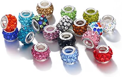 20PCS Full Crystal Shamballa Big Hole Loose Beads Charm For DIY Jewelry Bracelet XZ53