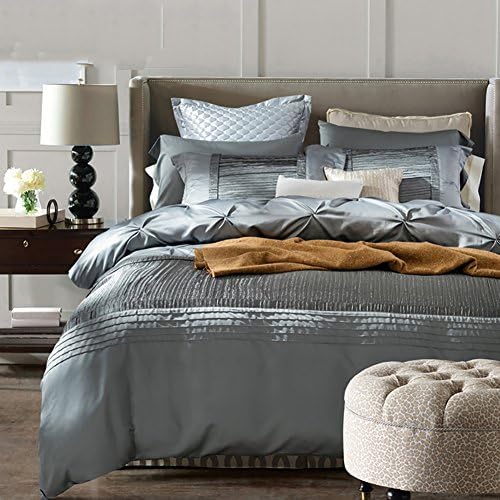 DHWJ Silk four-piece, Mulberry silk Wedding suite Bedding Slk quilt cover Double-sided silk 1 quilt cover, 1 sheet, 2 pillow cases - 4 piece-E Queen2