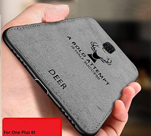 MobiTussion® Dual Layer Fabric Back Cover Case for Oneplus 6T (Grey)