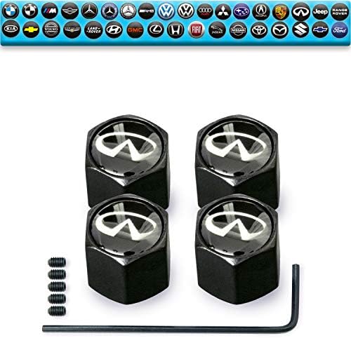 Custom Tire Valve Stem Caps (35 Vehicle Models) Anti-Theft Hexagon Design | Car, Truck, SUV | Leakproof, Airtight, Dustproof Seal | All-Weather, Lock Tight Fit (for Infiniti Vehicles)