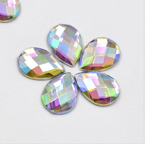 250 High Quality Resin Flat back Teardrop / Pear Rhinestones 8mm*5mm (AB / Iridescent)